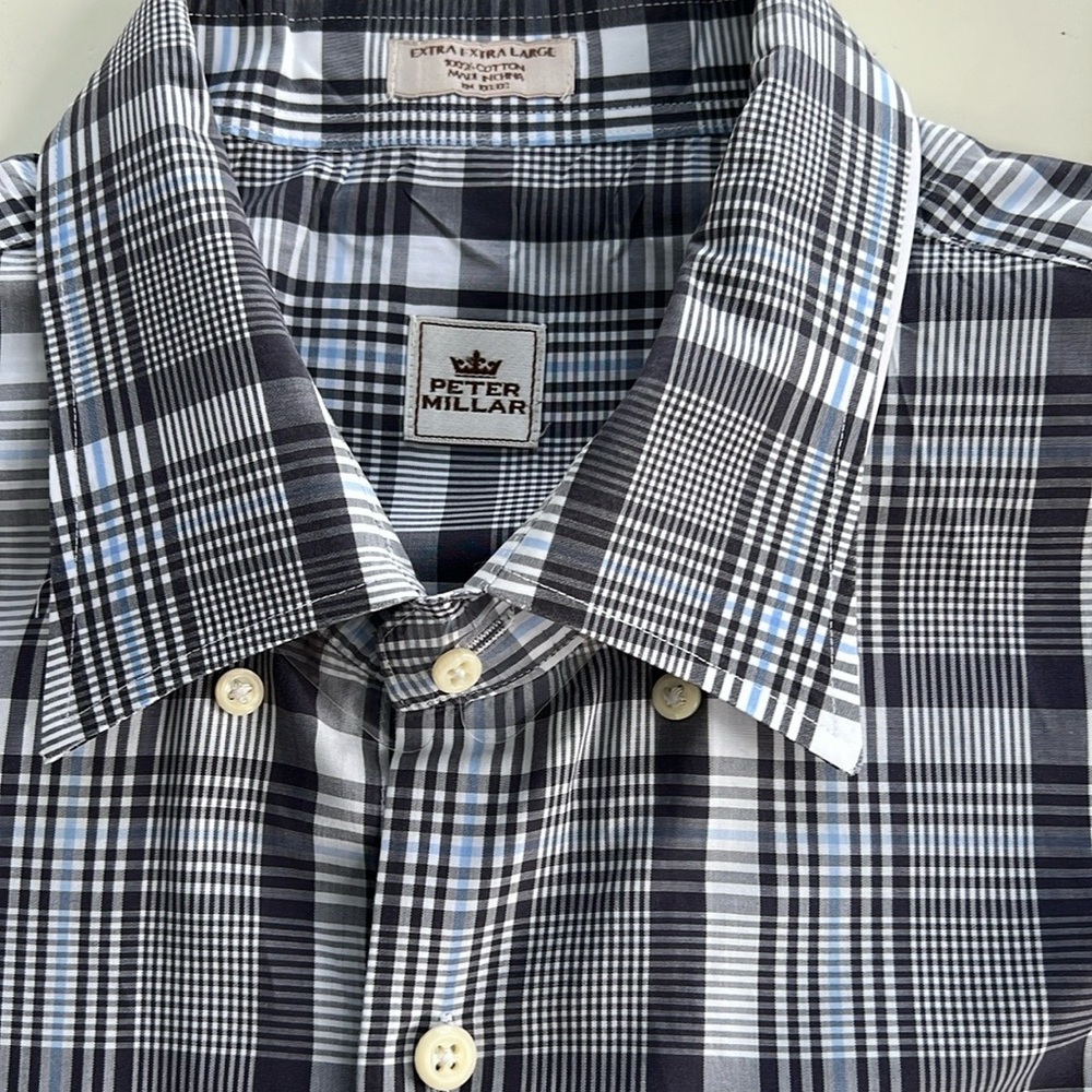 Peter Millar Grays w/ White & Blue L/S Men’s Shirt Size XXL